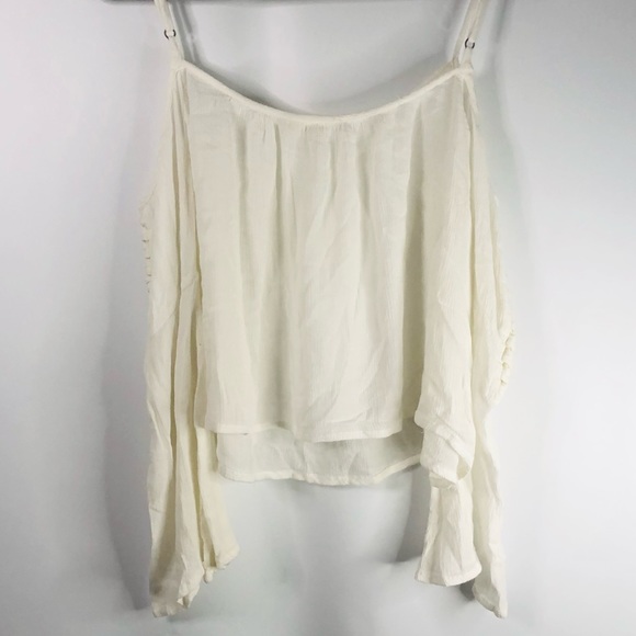 Crop Top off shoulder Ivory 3/4 Sleeve M - Picture 1 of 7